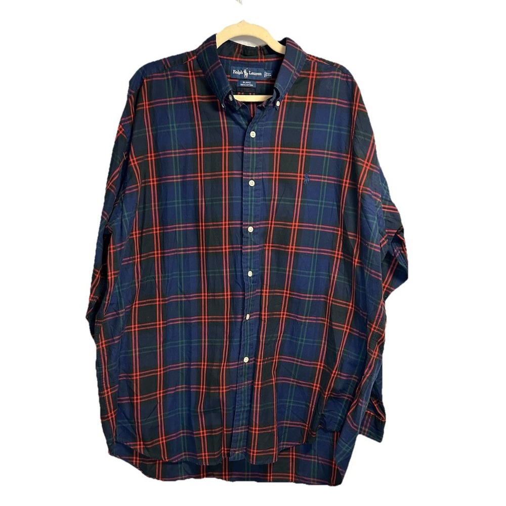 Ralph Lauren Button Up Shirt Men's XL Blake Red Green Plaid Preppy‎ Collared